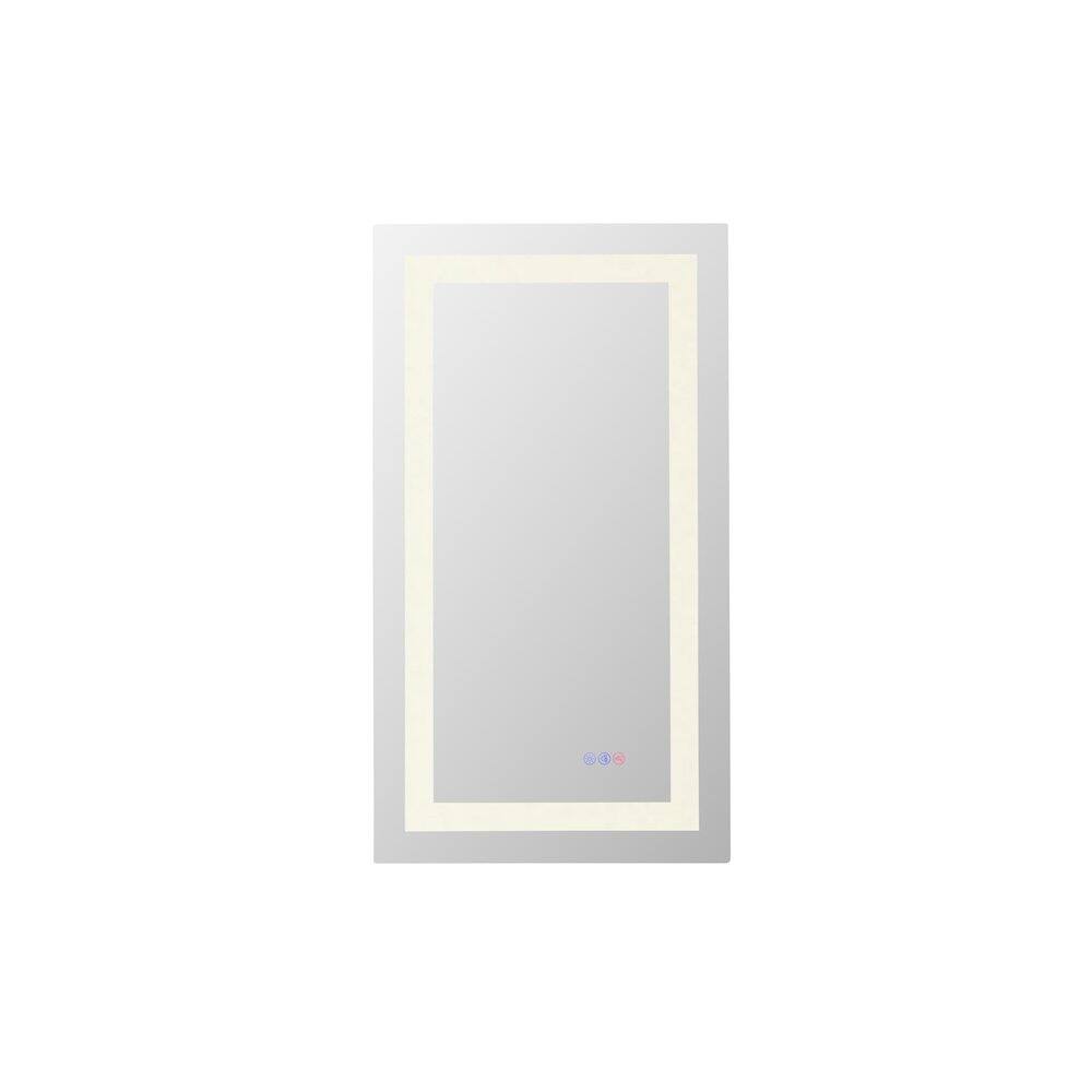 Back. Elegant Kitchen and Bath - Riven 36X20 Led Mirror, Adjustable Color 3000K/4200K/6400K - White.