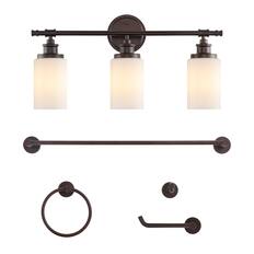 Front. Jonathan Y - Egan 23.25" 3-Light Vanity Light with Frosted Glass Shades and Bathroom Accessory Set, Oil Rubbed Bronze (5-Piece) - Oil Rubbed Bronze.