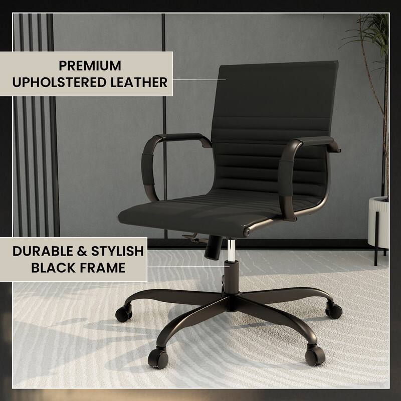 PREMIUM UPHOLSTERED LEATHER
DURABLE & STYLISH BLACK FRAME