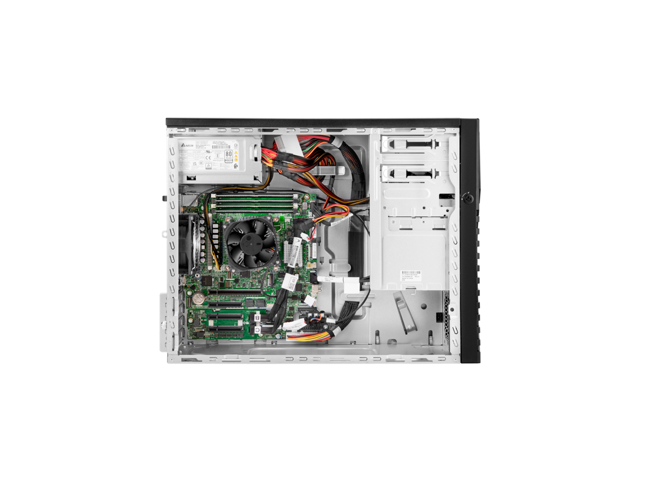 Alt View 4. HPE Aruba - HPE ProLiant ML30 Gen11 6333P 3.1GHz 6-Core / 1x32G/ 8SFF / 2x480GB SATA SSD / 1GbE / 2x500W PS Tower Server - Black.