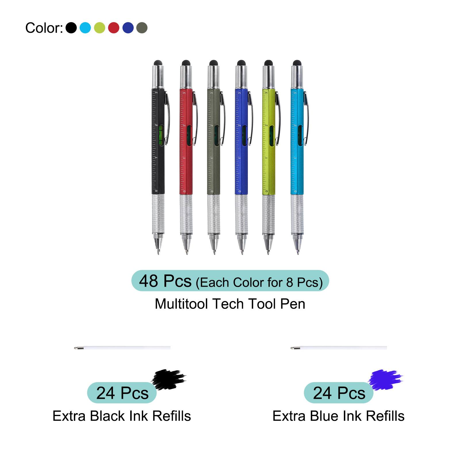 Color: 3 Aulstslatsfithi hstitiforster - | . 2 V heletladn. I | k 48 Pcs (Each Color for 8 Pcs) Multitool Tech Tool Pen 24 Pcs Extra Black Ink Refills 24 Pcs Extra Blue Ink Refills
