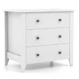 Gymax - 3 Drawer Dresser Chest of Drawers Bedside Table for Living Room Bedroom - White
