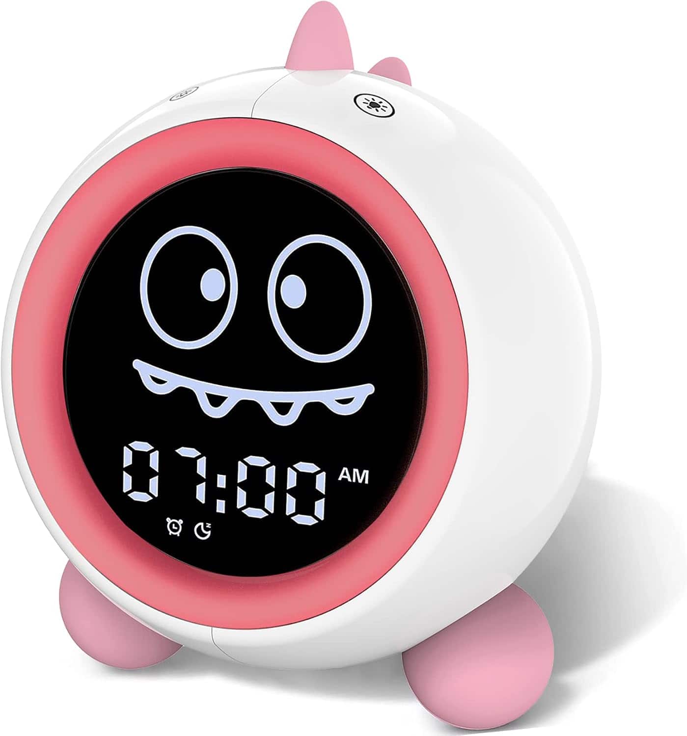 FINEAK - Kids Alarm Clock Toddler Sleep Training Clock with Night Lights - Pink