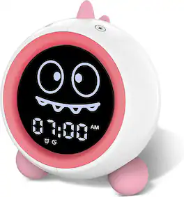 FINEAK - Kids Alarm Clock Toddler Sleep Training Clock with Night Lights - Pink