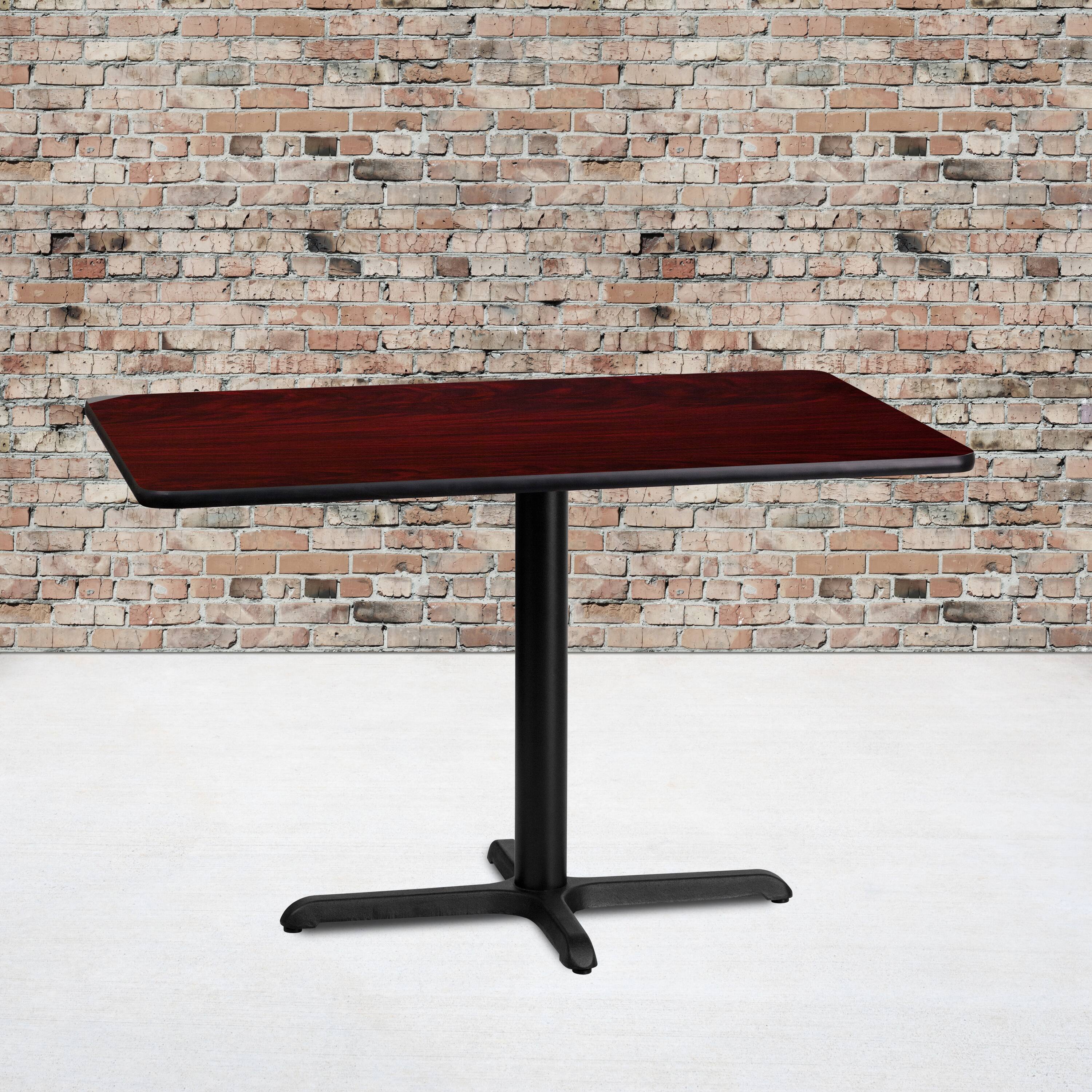 Angle. Flash Furniture - Graniss 24'' x 42'' Rectangular Mahogany Laminate Table Top with 23.5'' x 29.5'' Table Height Base - Brown.