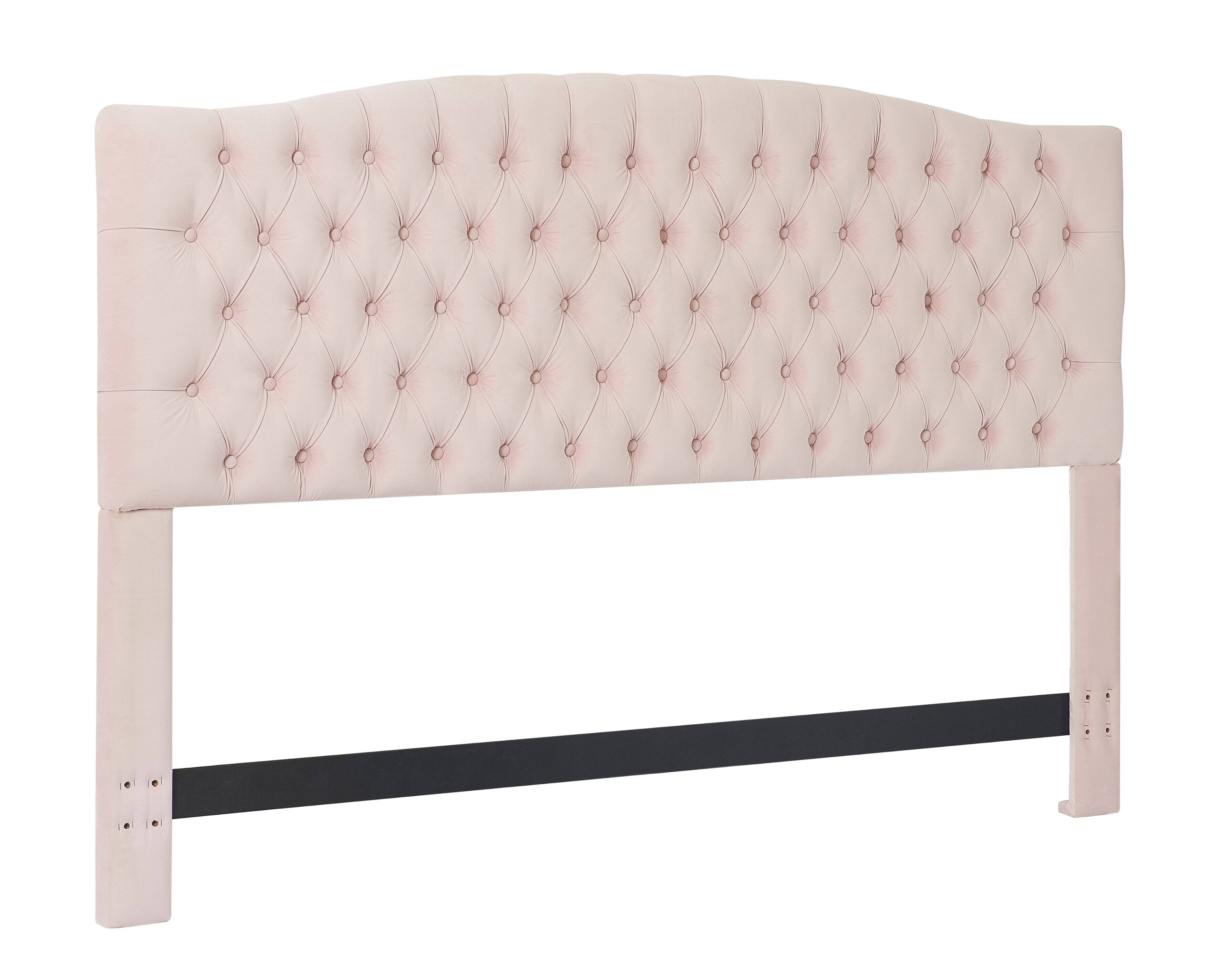 Left. Elle Decor - Elle Decor Celeste Queen Size Headboard, Blush Pink Velvet - Blush Pink Velvet.