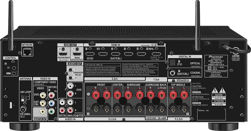 Best Buy Pioneer 1155W 7.2Ch. 4K Ultra HD and 3D PassThrough A/V Home Theater Receiver Black