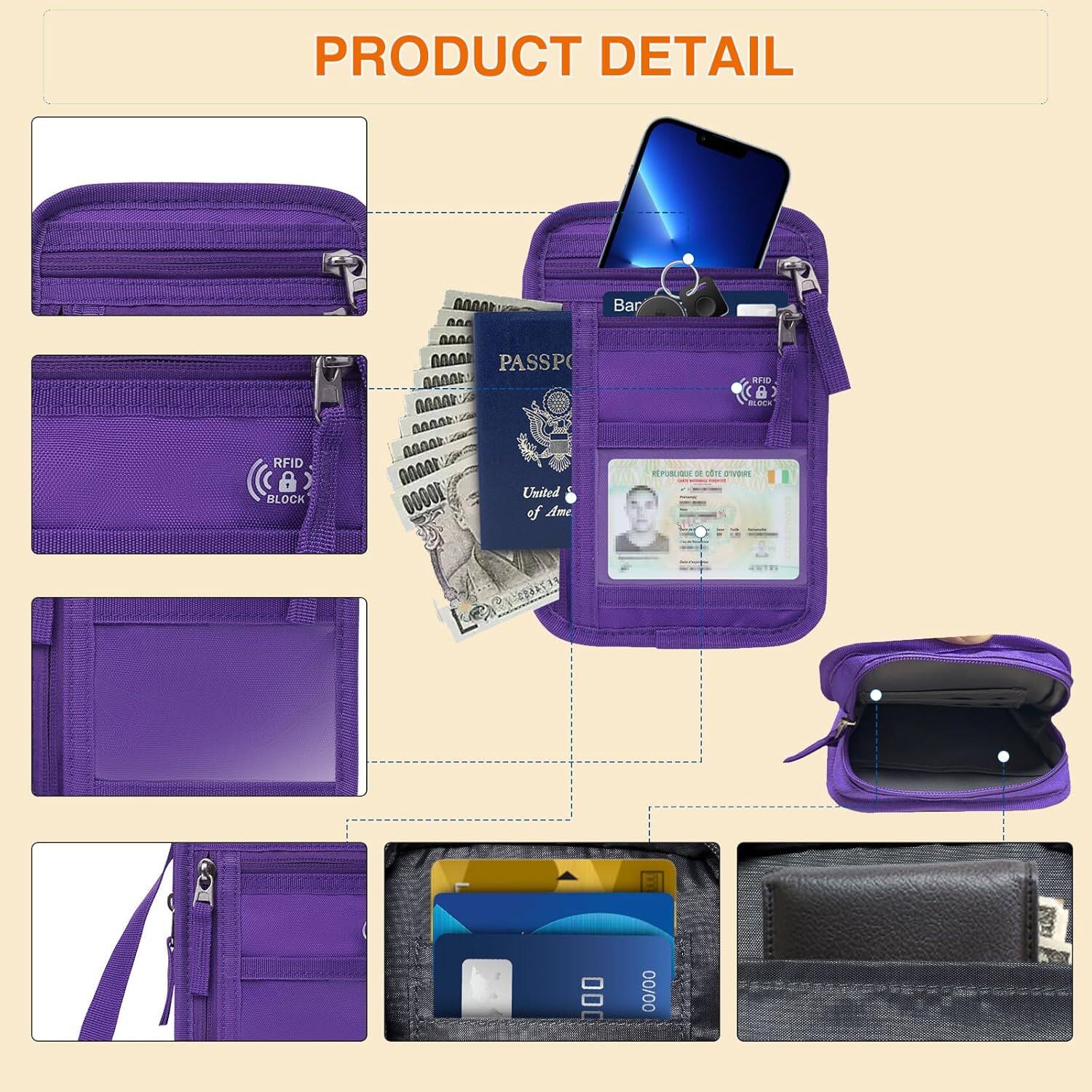 PRODUCT DETAIL

RFID BLOCK

PASSPORT
United States of America

Banknotes
10000
10000

Credit Card
0000 0000

ID Card
REPUBLIQUE DE COTE D'IVOIRE