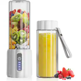 Schertz - Portable Blender, 17 oz Personal Smoothie & Shake Maker, 6 Blades, USB-C Rechargeable, Travel & Home Use - White