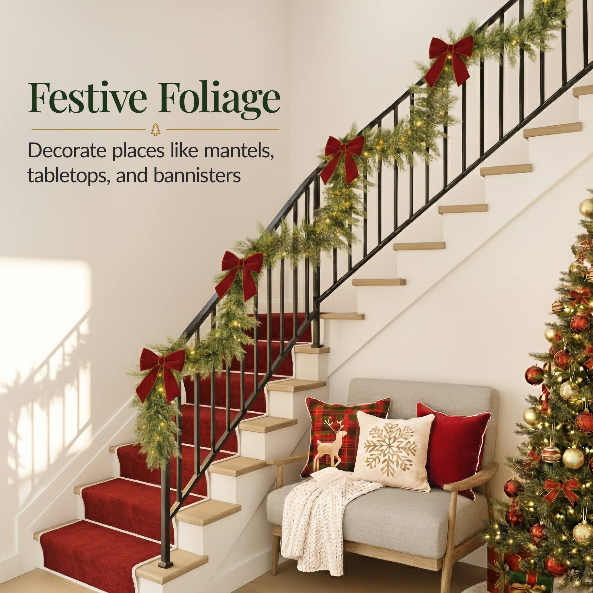 Festive Foliage  
Decorate places like mantels, tabletops, and bannisters