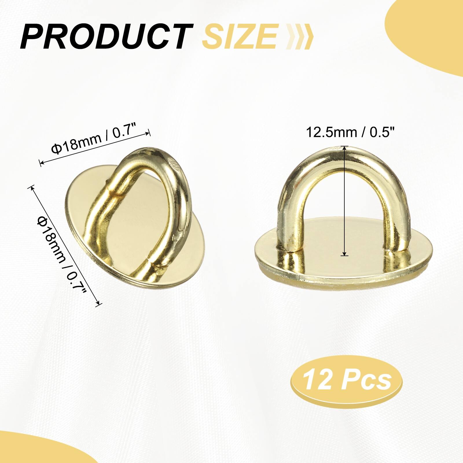 PRODUCT SIZE >> I 0.7" 18mm 12.5mm / 0.5" / 0.5" 18mm / 0.7" 18mm - 0.7" 12 Pcs