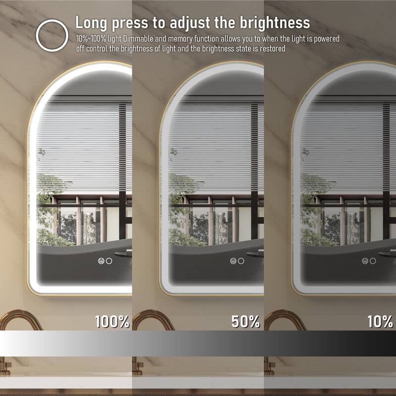 Long press to adjust the brightness  
10%~100% light Dimmable and memory function allows you to when the light is powered off control the brightness of light and the brightness state is restored  
100% 50% 10%