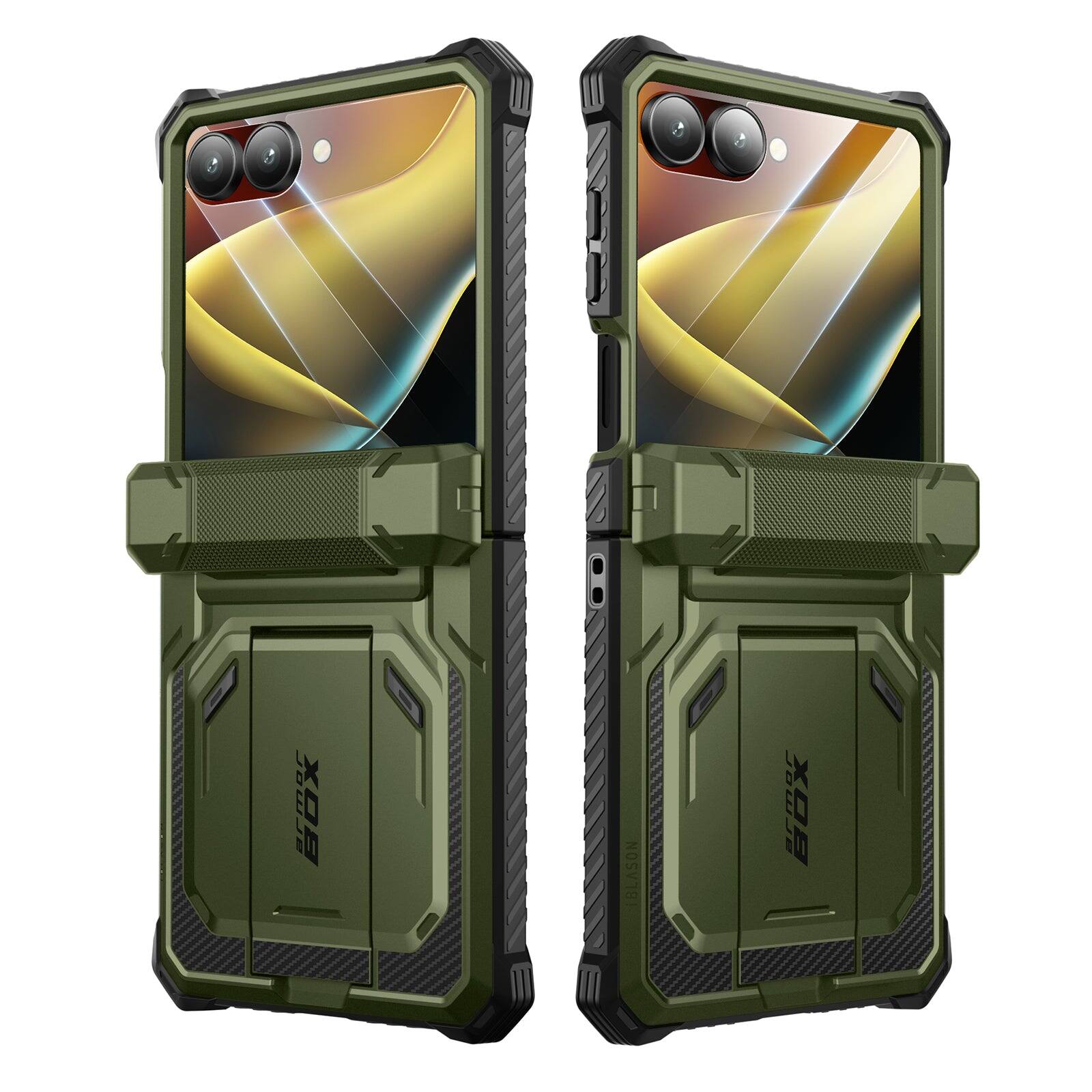 Alt View 9. i-Blason - i-Blason Armorbox Case for Samsung Z Flip7 – Kickstand, Screen Protector, Military-Grade - Dark Green.