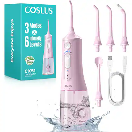 COSLUS Everyone Enjoys 3 Modes x 6 Intensity Levels BPA Free CX51 Oral Irrigator Munddusche