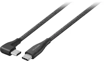 Front. Insignia™ - 7' USB-C to Right-Angle USB-C Braided Charging Cable - Black.