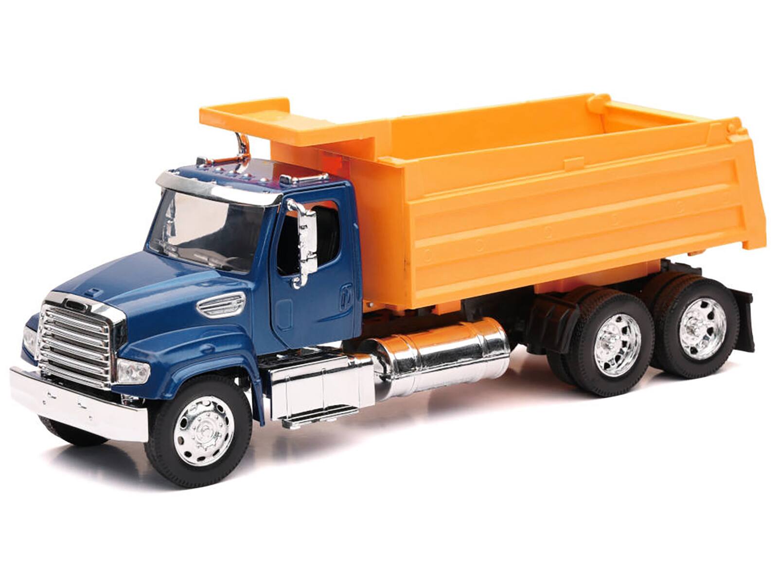 Alt View 1. New Ray - Freightliner 114SD Dump Truck Blue and Yellow "Long Haul Trucker" Series 1/32 Die-Cast Model by New Ray.
