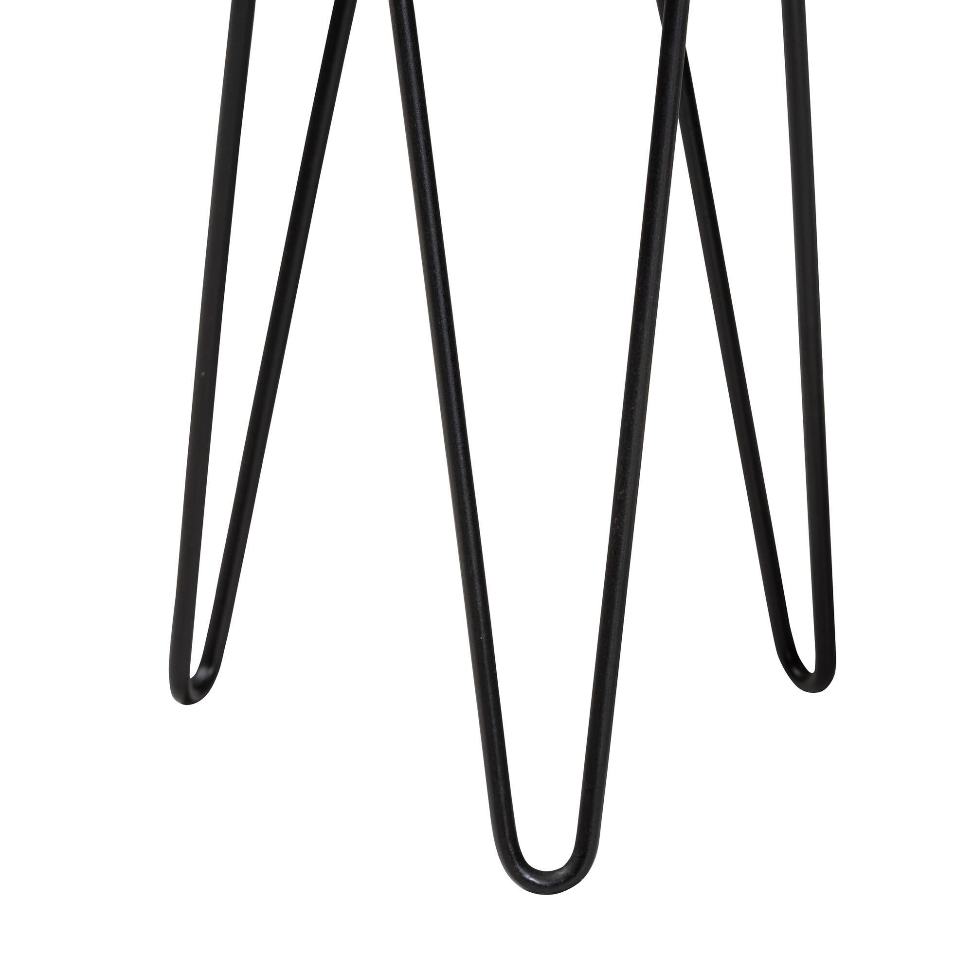 Back. bali & pari - Anan Teak Wood Epoxy Resin End Table - Round Live Edge Side Table with Black Metal Legs, Handcrafted, Round - Natural Brown/Green.