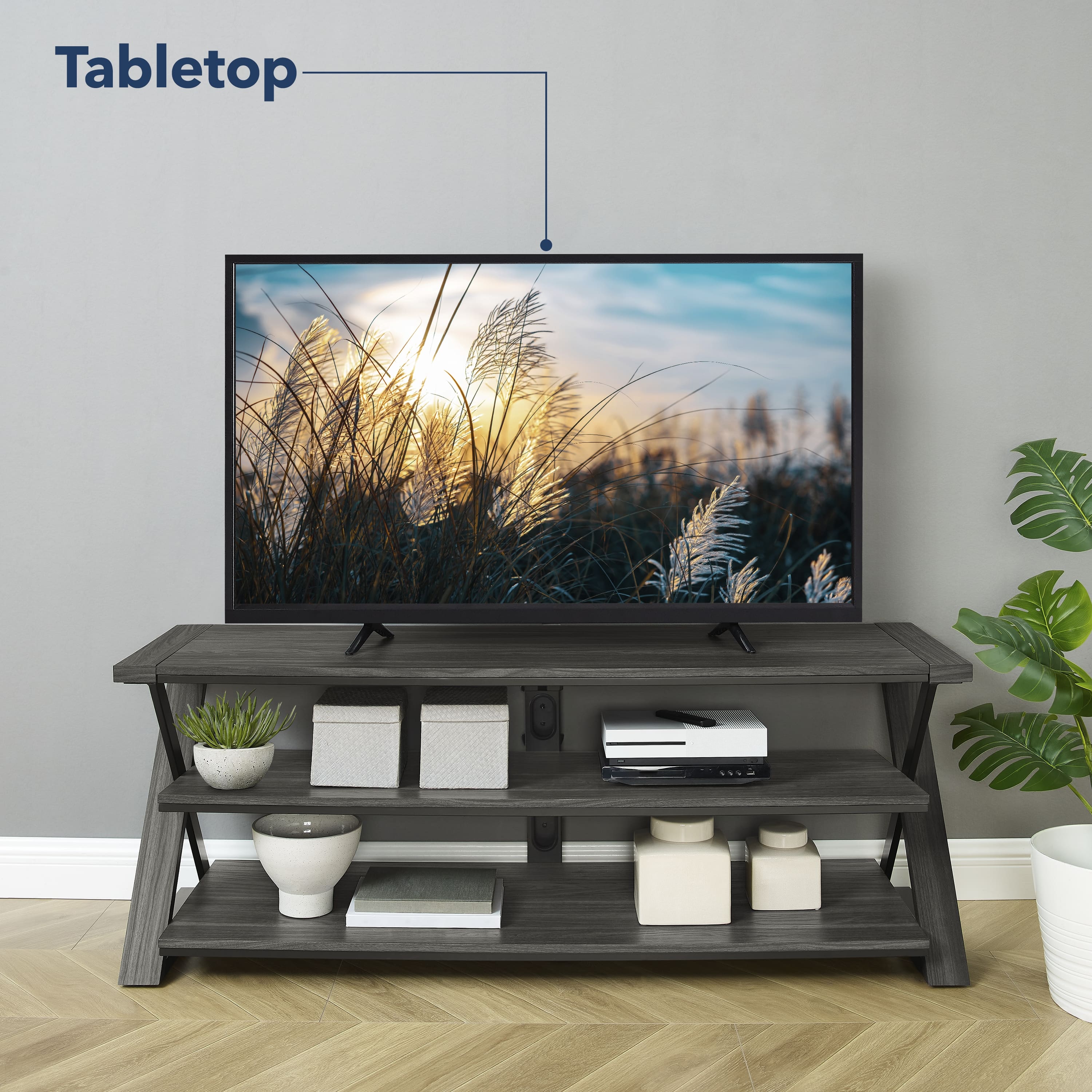Alt View 35. Insignia™ - 3-in-1 TV Stand for Most TVs Up to 70” - Charcoal Gray.
