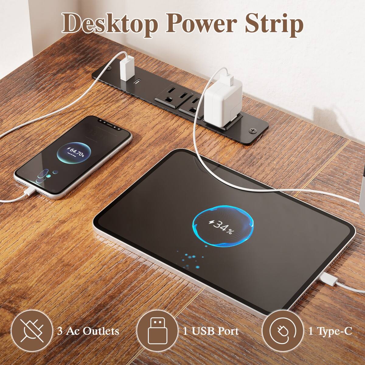 Desktop Power Strip

13:31 $64.70% -
34%

3 Ac Outlets
1 USB Port
1 Type-C