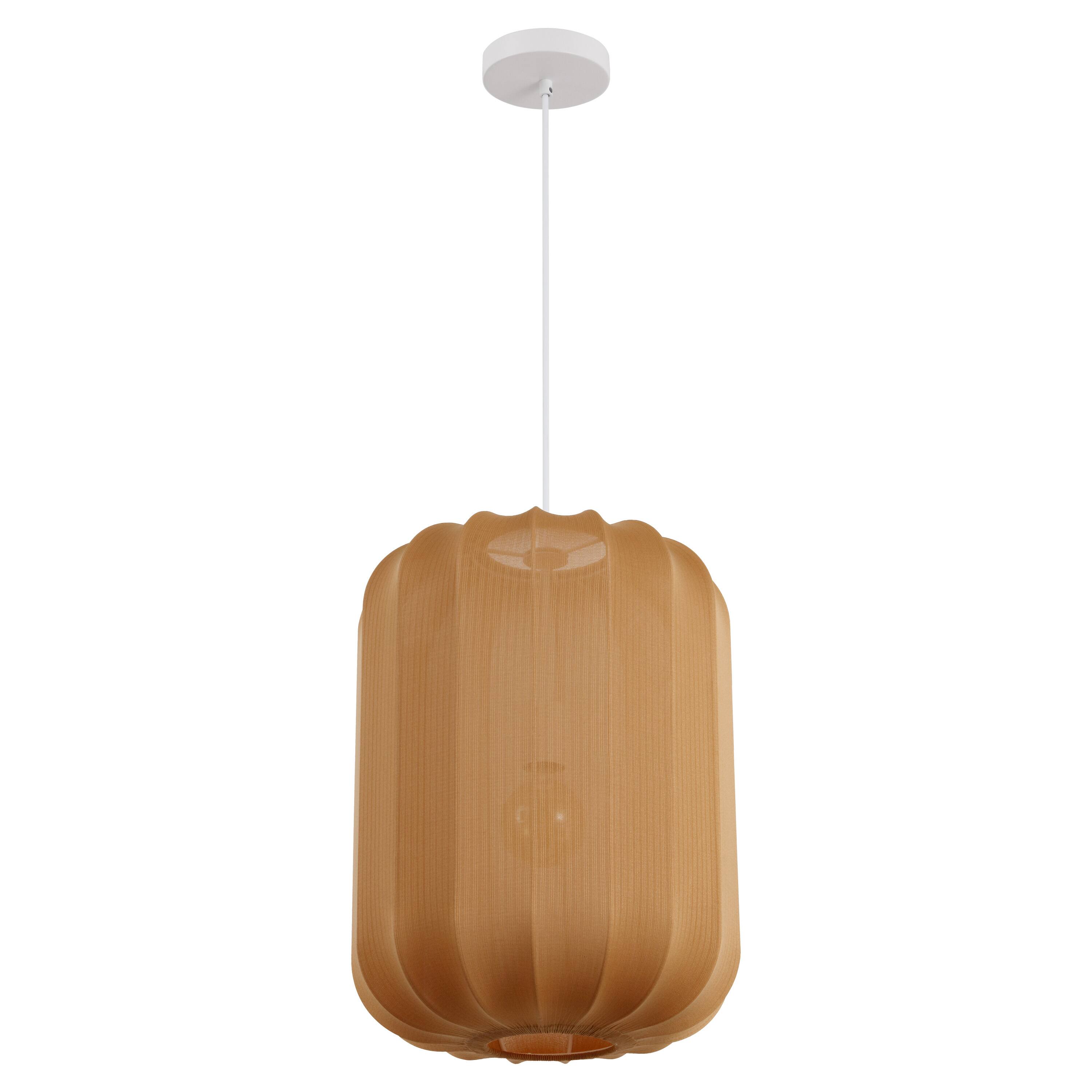 Alt View 7. Jonathan Y - Aurelia 13.75" 1-Light Scandinavian Japandi Adjustable Lantern Metal with Ribbed Cocoon Capsule Shade LED Pendant, Tan - Tan.