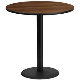 Emma + Oliver - 42" Round Laminate Table Top with 24" Round Bar Height Table Base - Walnut