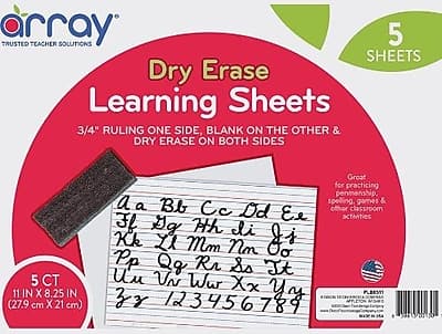 Pacon - Two-Sided Array Dry Erase Learning Boards, 8.25" x 11", 5/Pack (PACLB8511)