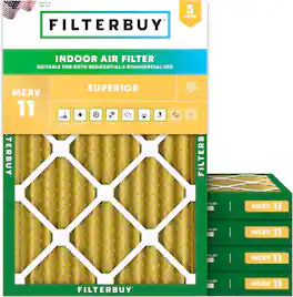 Filterbuy - 18.25x22x2 MERV 11 Pet & Allergy Defense, Electrostatic Pleated HVAC AC Furnace Air Filters Replacement (5-Pack) - Gold