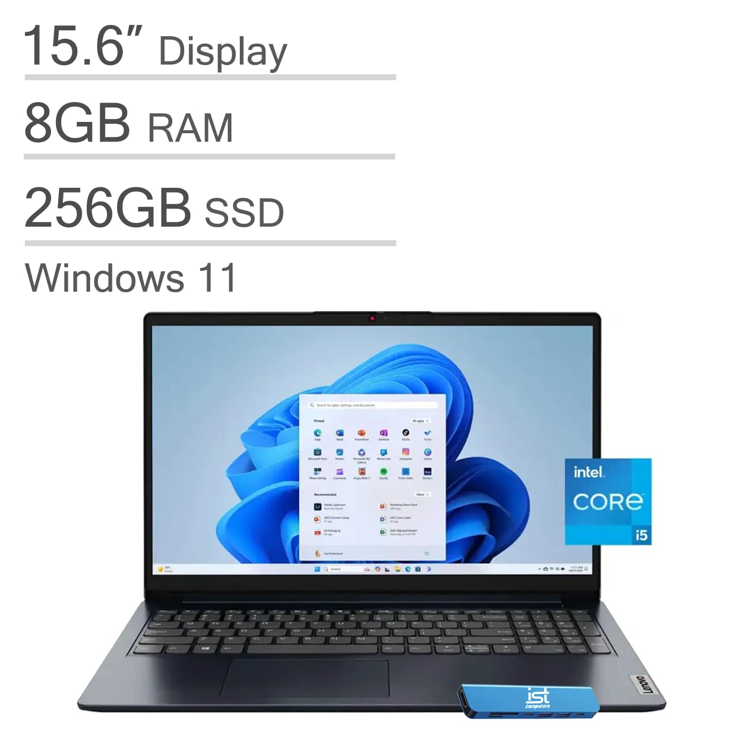 Lenovo - IdeaPad 1 15.6" Anti-Glare FHD Laptop - Intel Core i5-1235U 12th Gen with 8GB Memory - 256GB SSD - Abyss Blue