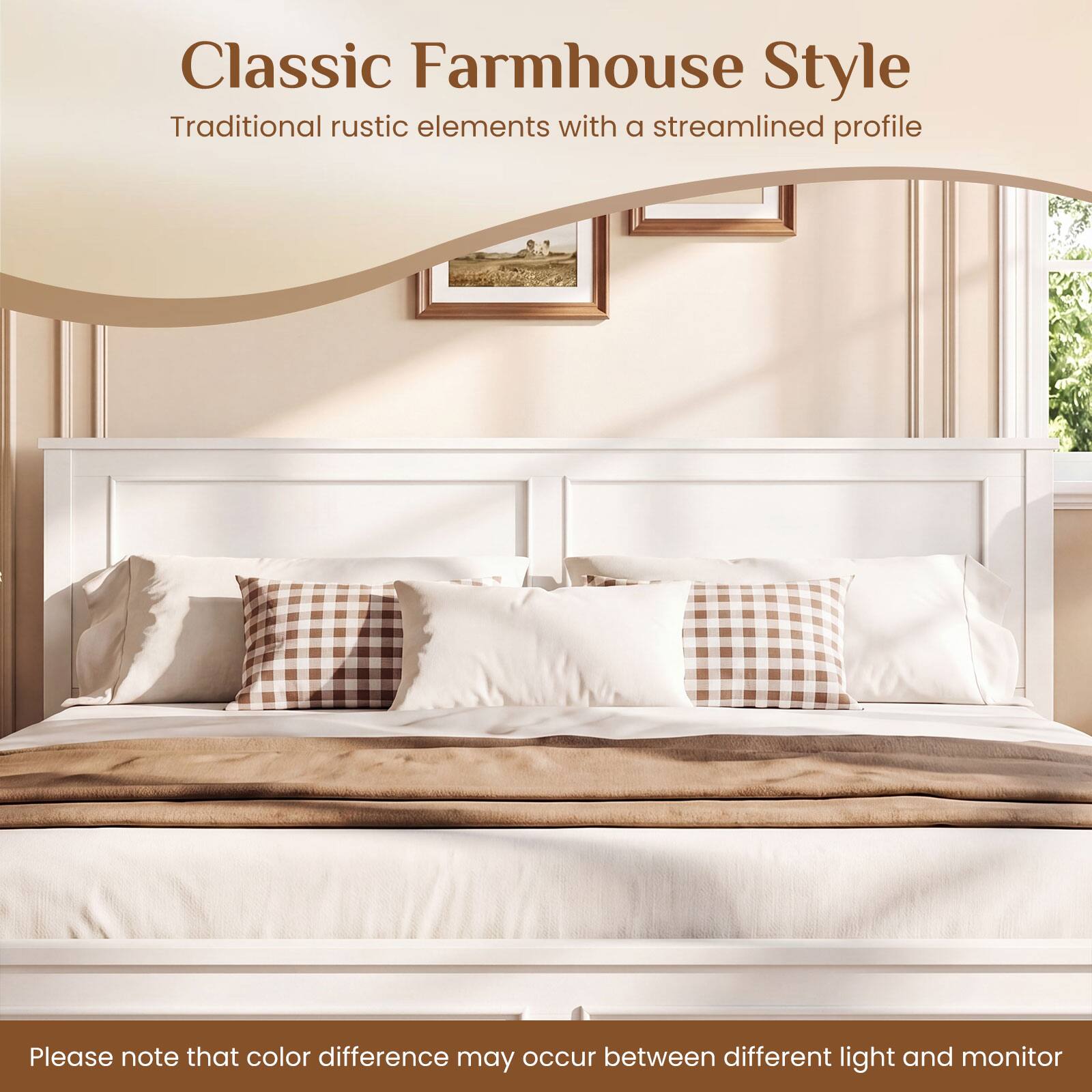 Classic Farmhouse Style  
Traditional rustic elements with a streamlined profile  

Please note that color difference may occur between different light and monitor.