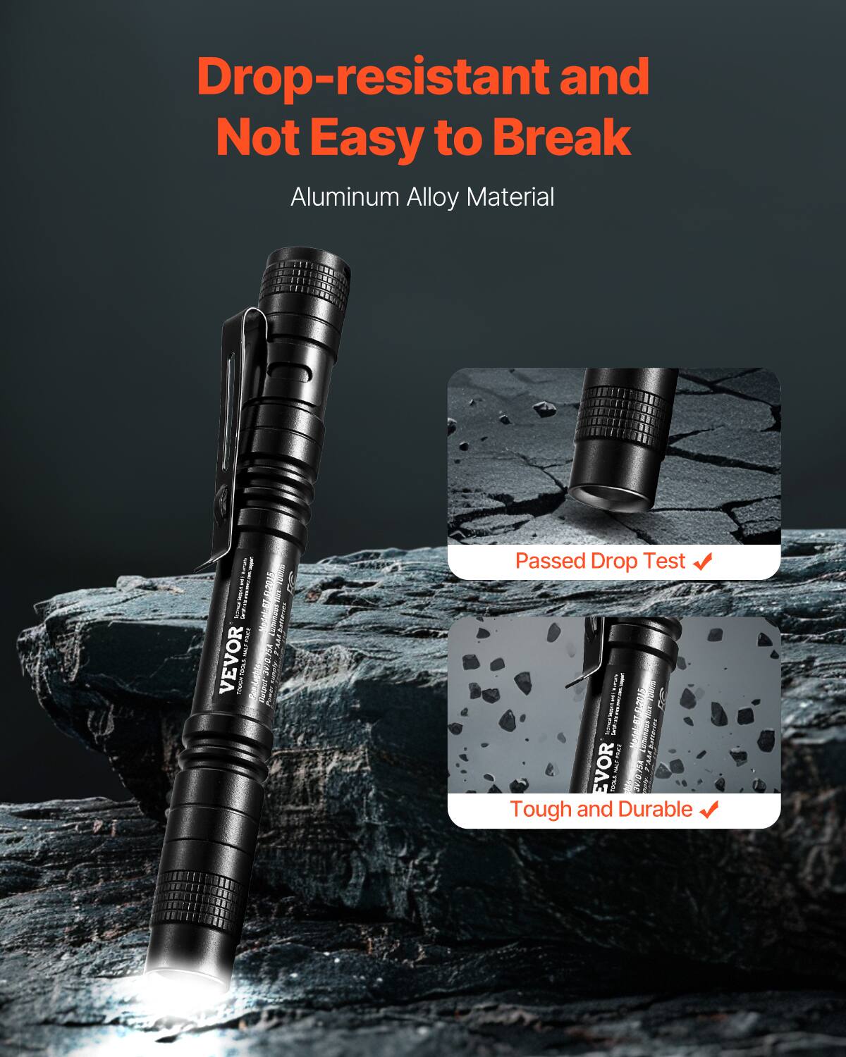 Drop-resistant and Not Easy to Break  
Aluminum Alloy Material  

Passed Drop Test ✓  

Tough and Durable ✓