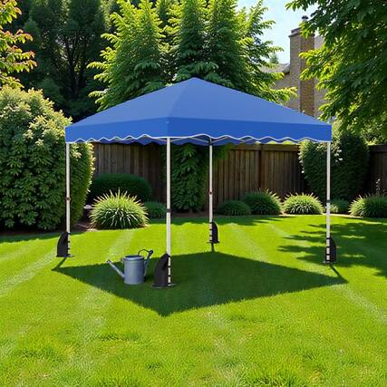 Front. Hivvago - 10 x 10 Ft Easy Setup Canopy with Foldable Design and Rolling Storage Bag - Blue.