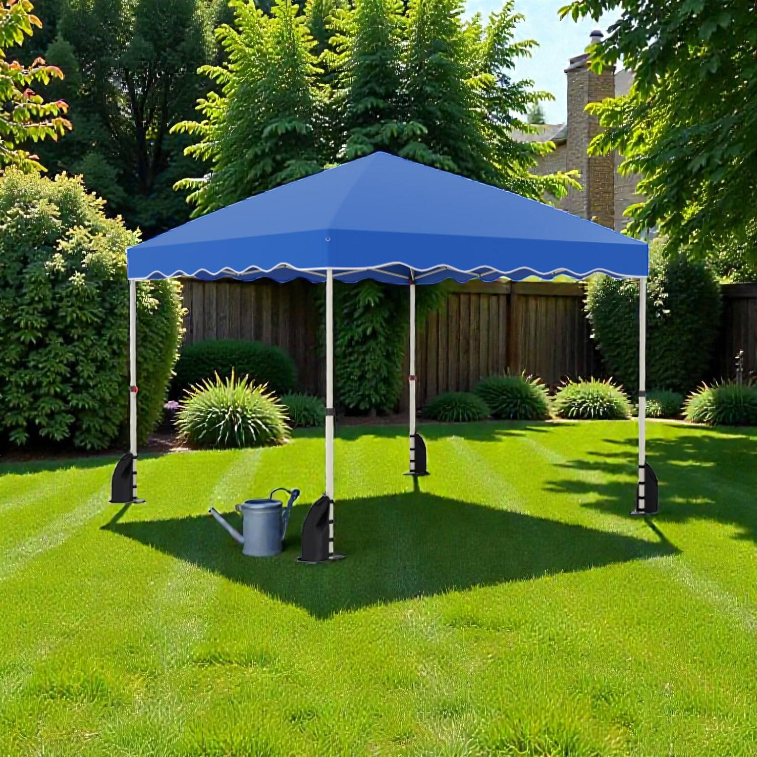 Front. Hivvago - 10 x 10 Ft Easy Setup Canopy with Foldable Design and Rolling Storage Bag - Blue.