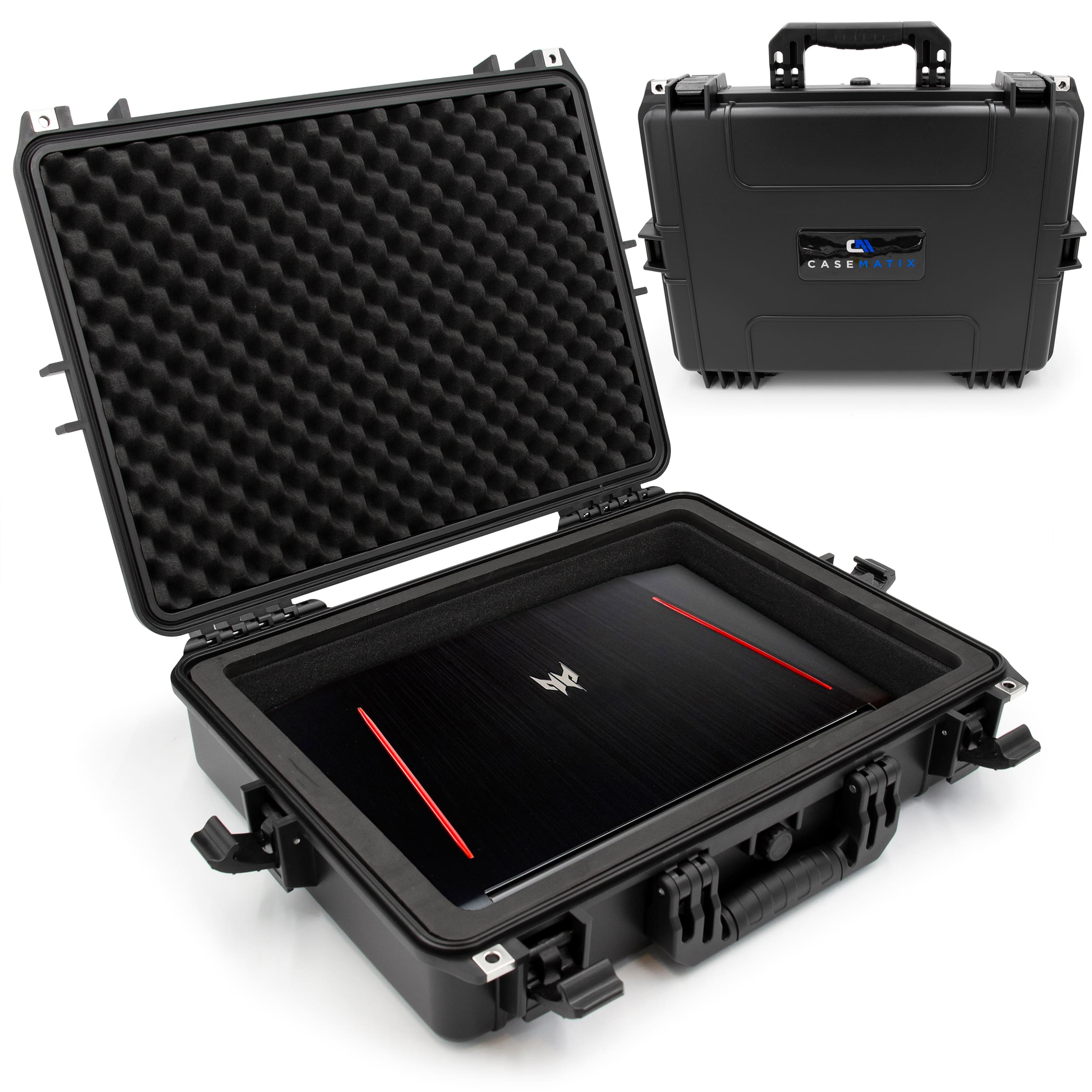CASEMATIX - Waterproof Hard Case for 15.6-17.3" Gaming Laptops Asus Rog MSI Alienware HP Omen Acer Predator Lenovo LOQ and More - Black