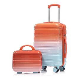 Ropilly - 2 Piece Luggage Set Carry On Suitcase Gradient Color PC Hard Shell - Blue+Red