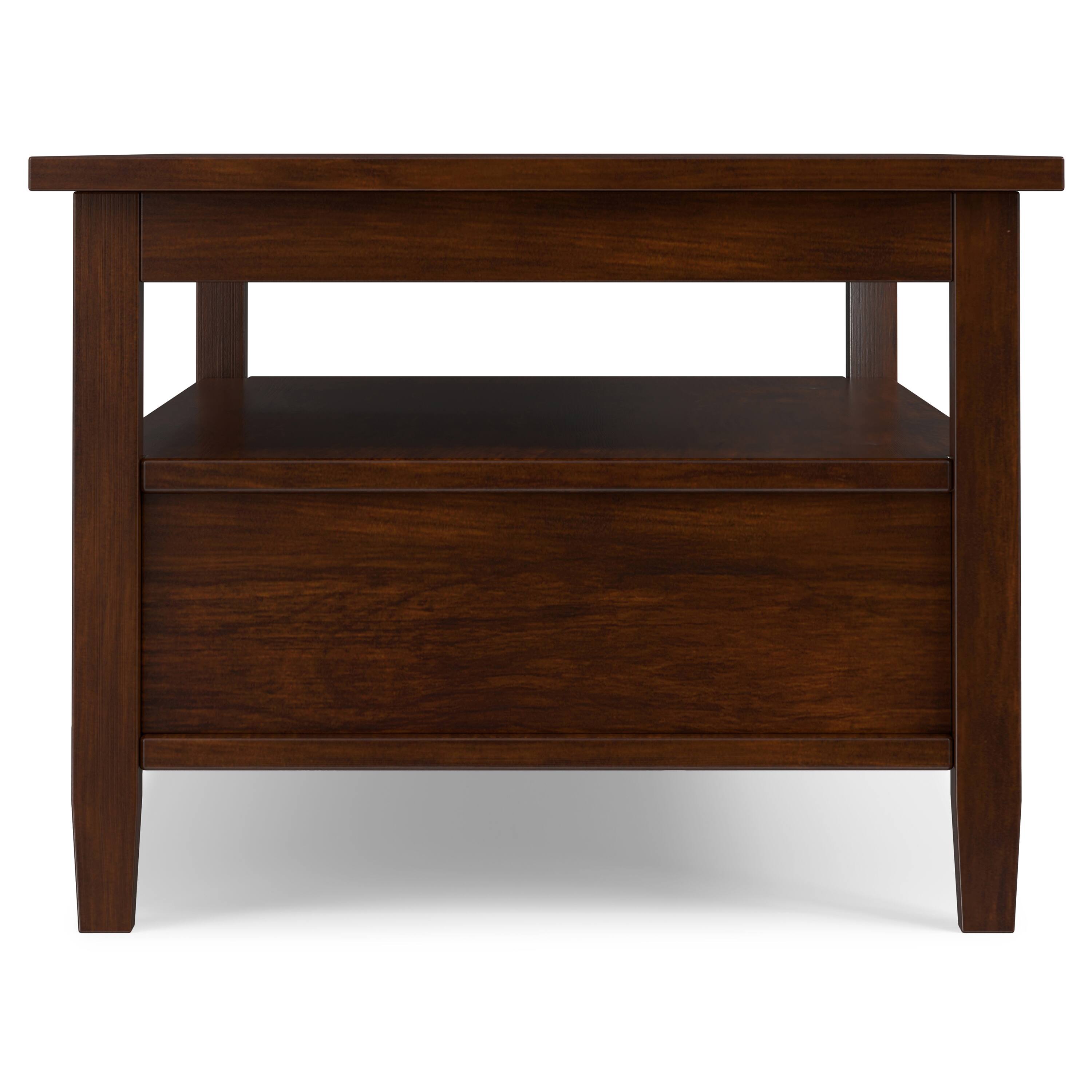 Alt View 3. Simpli Home - Warm Shaker Solid Wood 48 inch Wide Transitional Coffee Table in Russet Brown - Russet Brown.