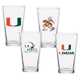 Indigo Falls - Miami Hurricanes 16oz. Collector Pint Glass Four-Set - Multicolor