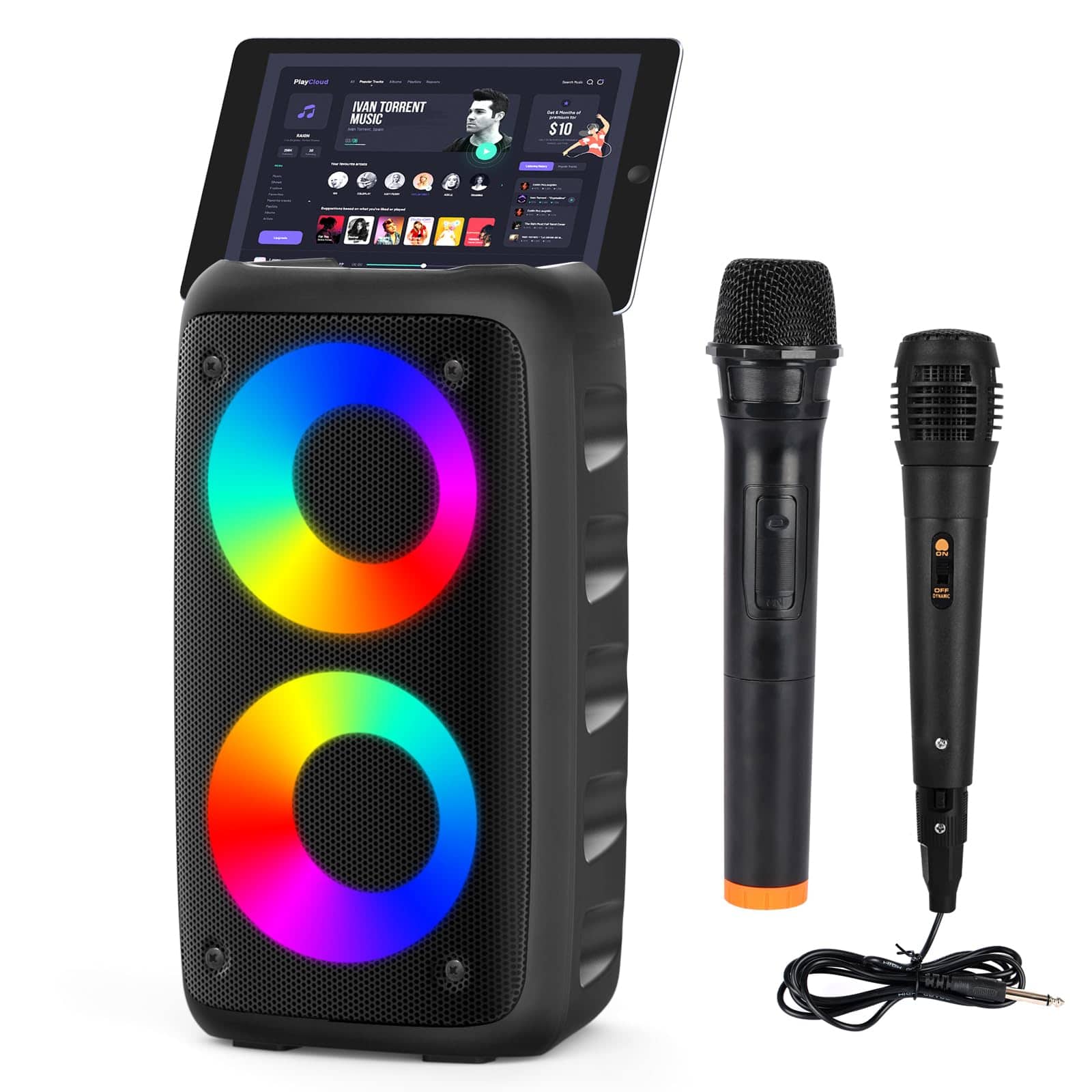 Dazzed Corner - Karaoke Bluetooth Speaker with 1 Wireless Microphone - Black