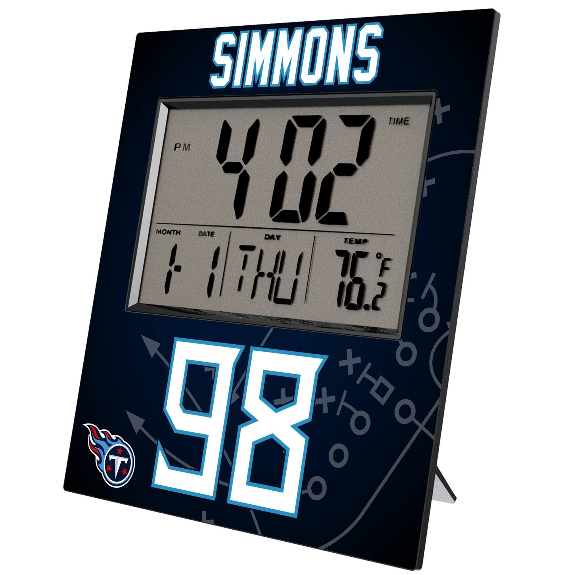 Keyscaper - Jeffery Simmons Tennessee Titans Digital Desk & Wall Clock - Multicolor