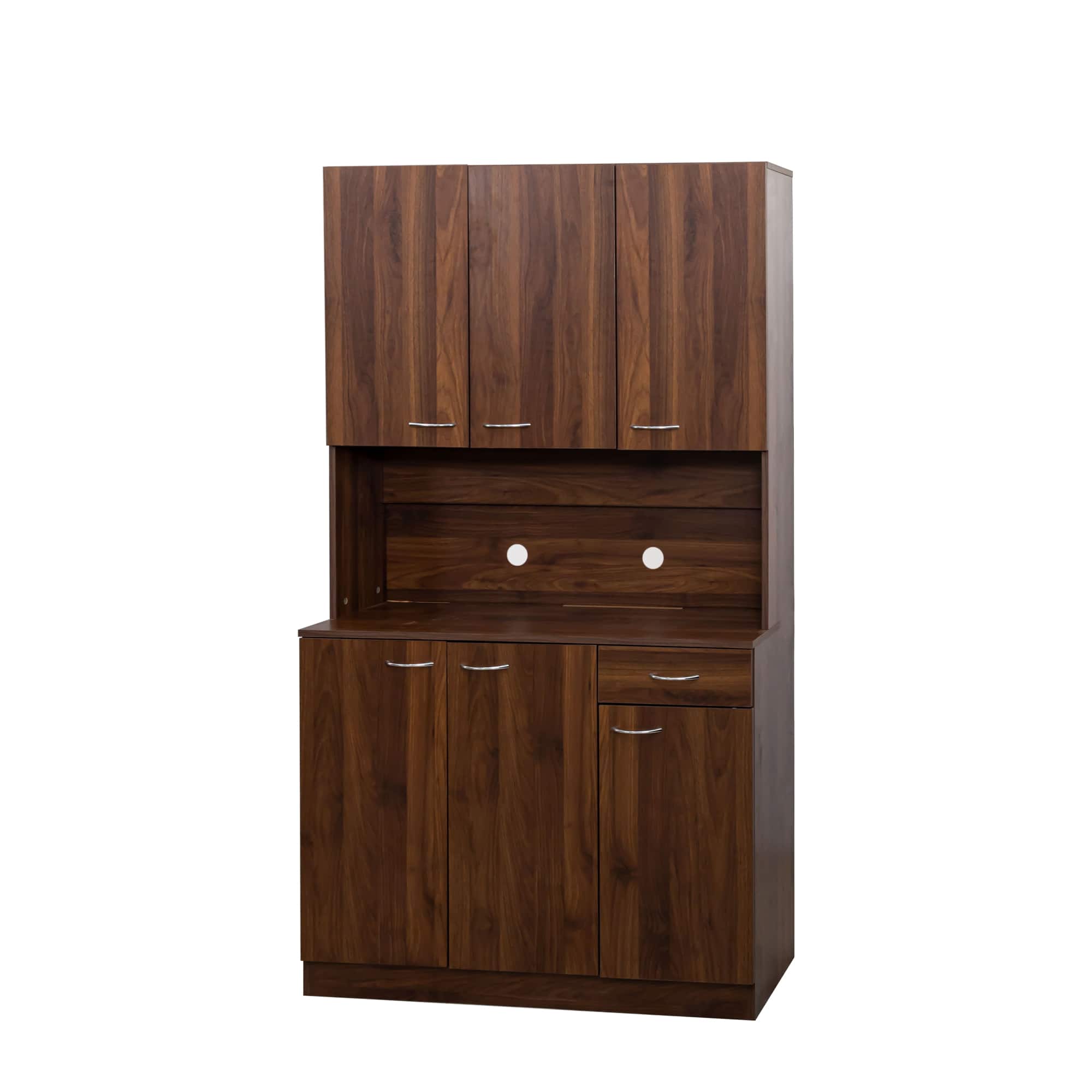 Dexmalle - Dexmalle-70.87" Tall Kitchen Storage Cabinet with Microwave Stand - Walnut