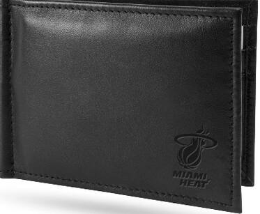 Alt View 2. Rico Industries - Miami Heat Basketball RFID Blocking Shield Black Leather Moneyclip Wallet - Multi.
