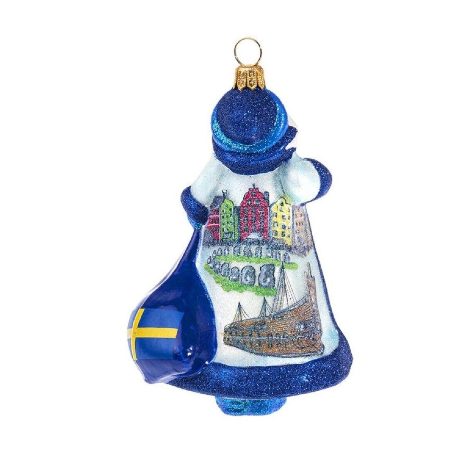 Angle. Joy to the World Collectibles - Joy to the World Glitterazzi Sweden Santa Polish Glass Christmas Ornament - Multicolor.