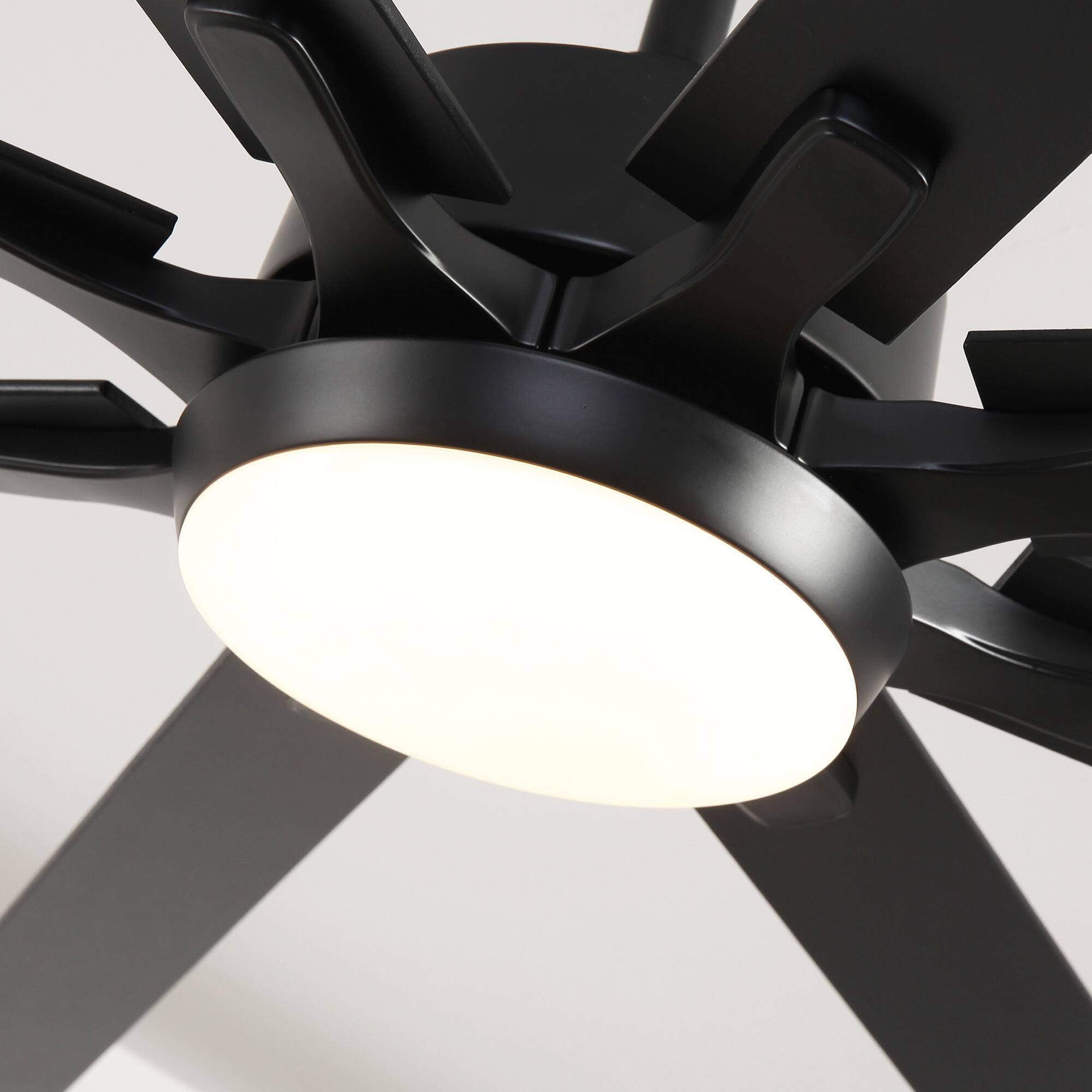 Alt View 6. Parrot Uncle - 65-inch Indoor LED Ceiling Fan with Light and Remote Control, 8 Reversible Blades, DC Reversible Motor - Black.