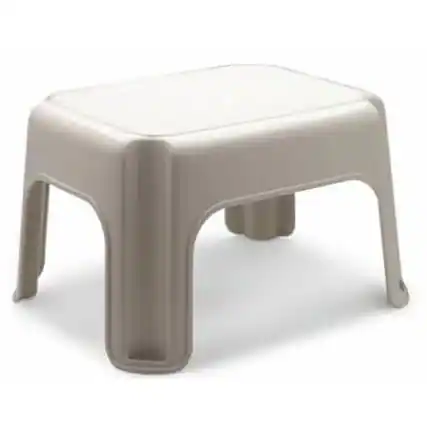 Front. RubberMaid - Rubbermaid 1 Step Lightweight Slip Resistant Roughneck Tough Step Stool, Tan - Bisque.