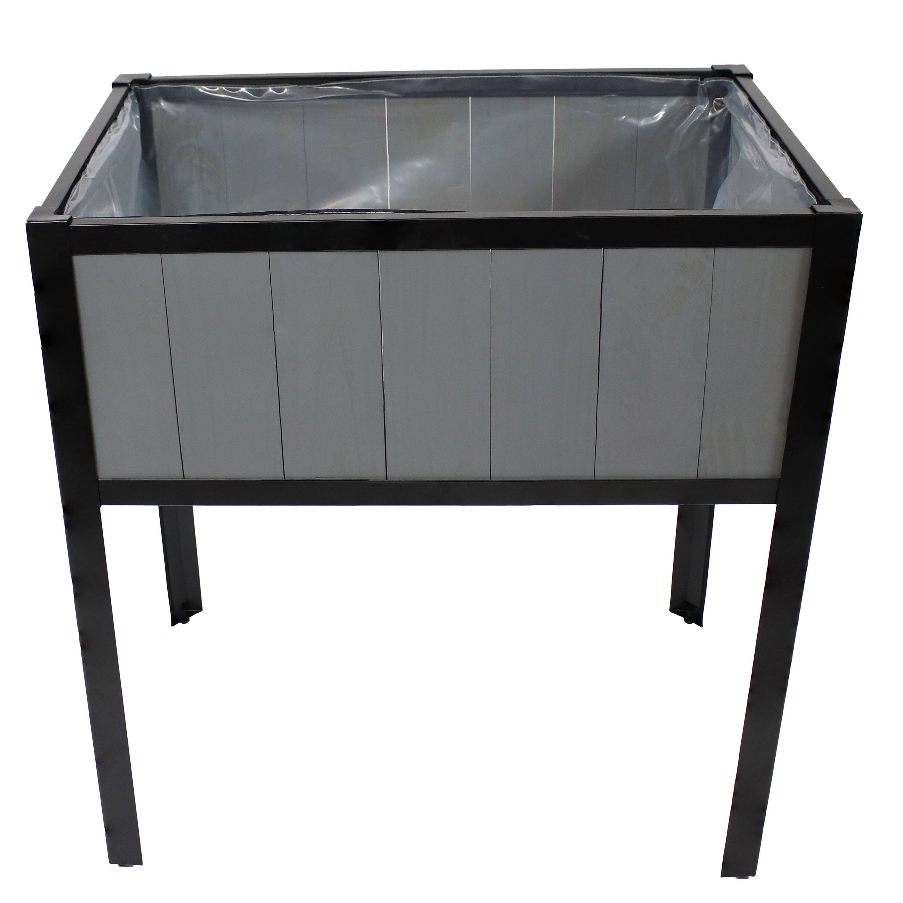 Alt View 3. Sunnydaze - Steel-Framed Acacia Raised Garden Bed - 30.75" H - Gray.