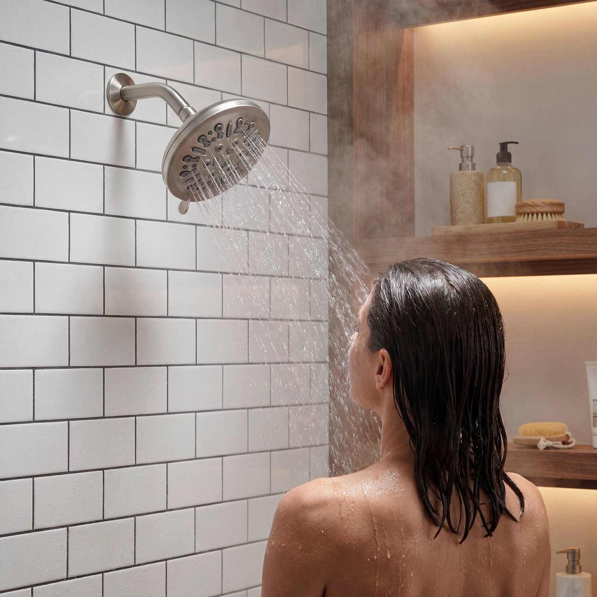 Alt View 10. Akicon - Akicon Adjustable High Pressure Shower head with 8-Setting Anti-Clogging Nozzles 2.5 gpm in Brushed Nickel - Brushed Nickel.