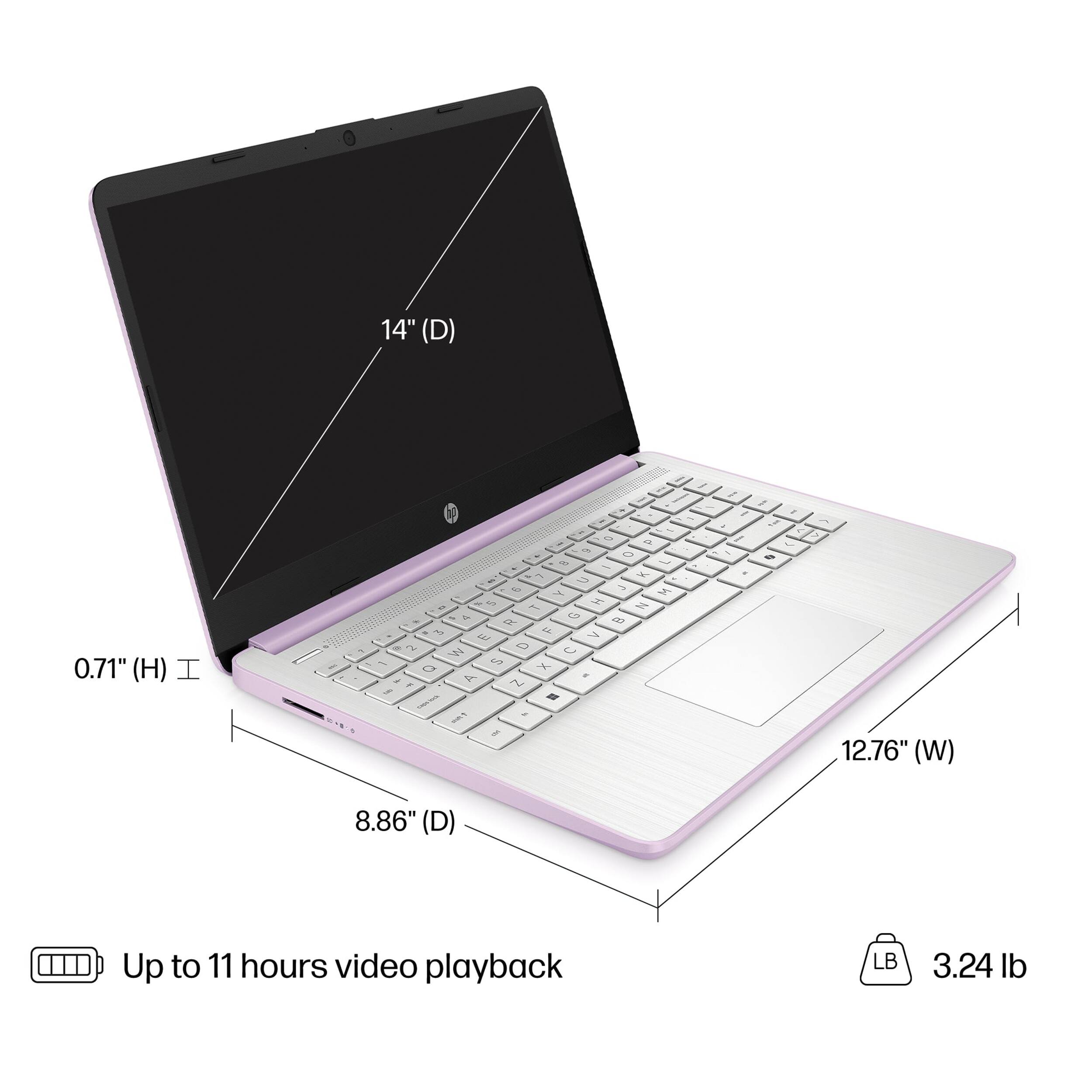 14" (D)  
0.71" (H)  
12.76" (W)  
8.86" (D)  
Up to 11 hours video playback  
3.24 lb