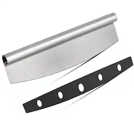 Oumilen - Stainless Steel Rocking Pizza Cutter with Protective Safety Cover, Sharp Pizza Slicer for Home & Commercial Use