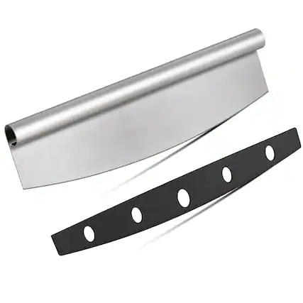 Front. Oumilen - Stainless Steel Rocking Pizza Cutter with Protective Safety Cover, Sharp Pizza Slicer for Home & Commercial Use.