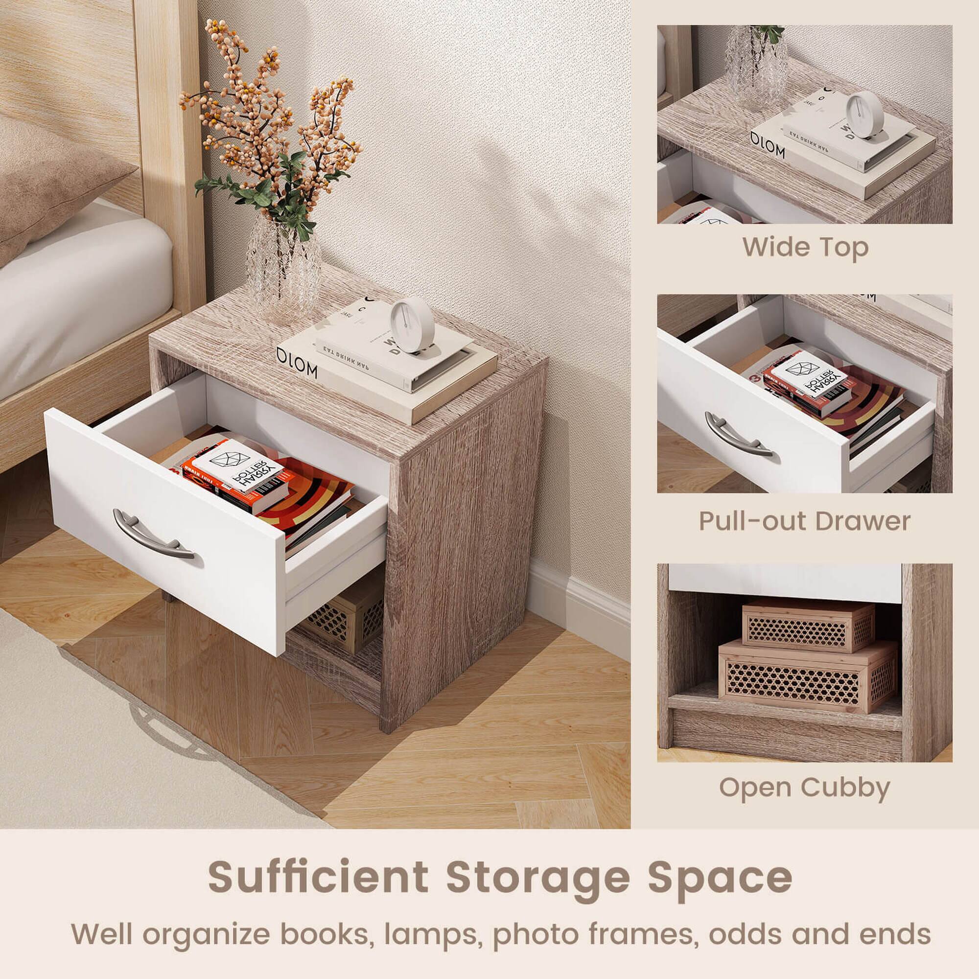 DIOM Wide Top DIOM Pull-out Drawer Open Cubby Sufficient Storage Space Well organize books, lamps, photo frames, odds and ends