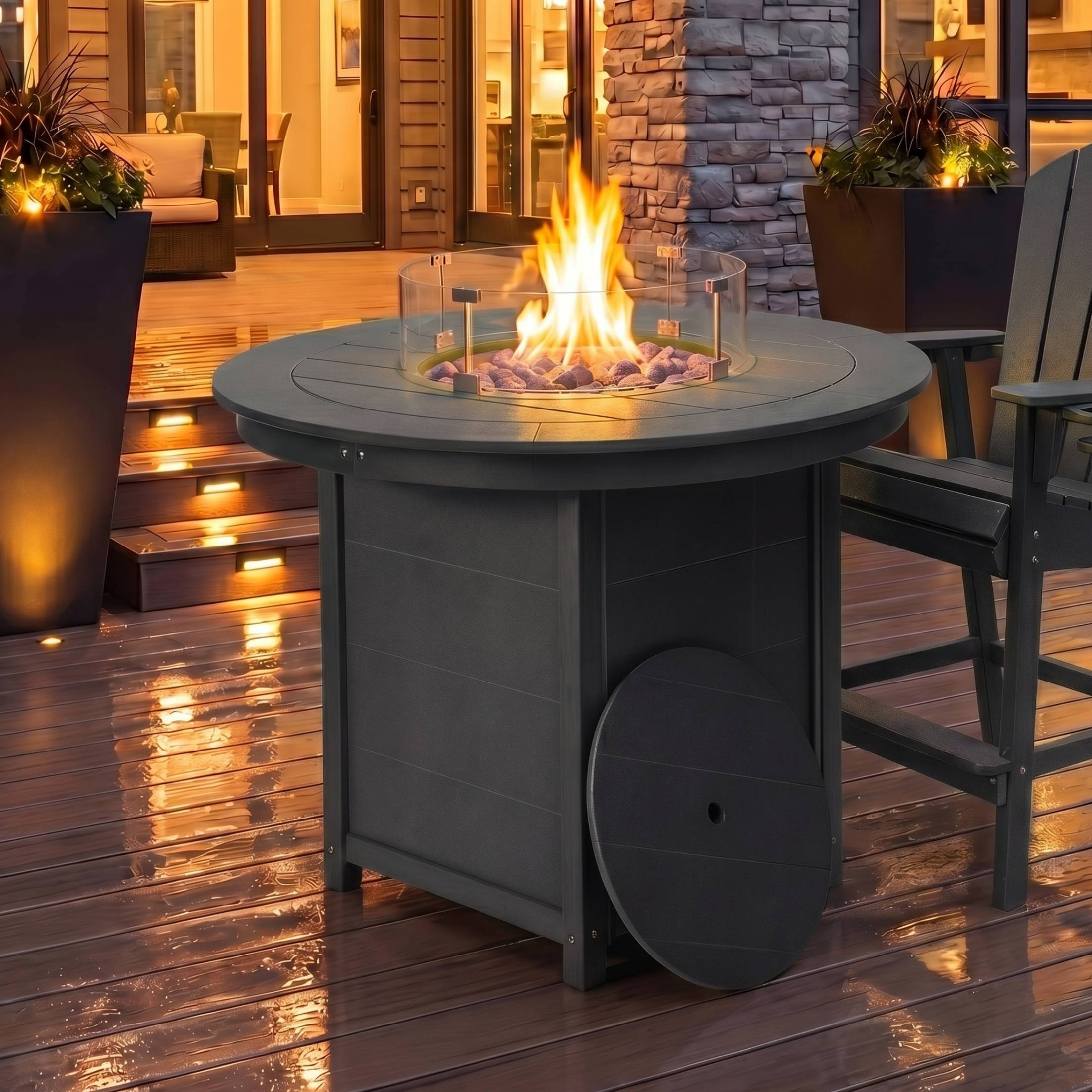 Angle. WestinTrends - WestinTrends Helios 47" Modern Outdoor Patio Propane Round Counter Height Fire Pit Table - Gray.